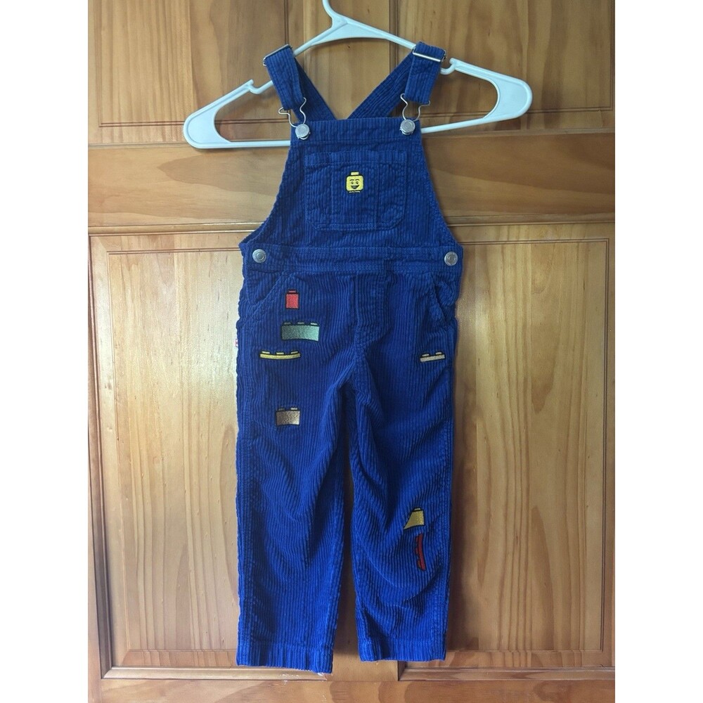 H&M Lego Overalls Blue Corduroy Embroidered Lego Bricks Size Toddler 3T